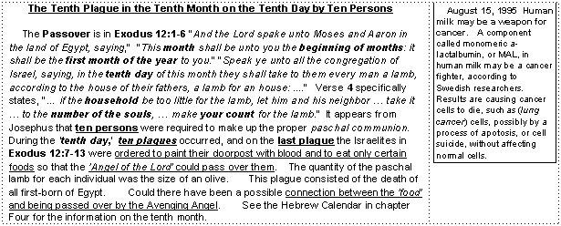 Tenth Plague of Exodus in the Tenth Month on the Tenth Day using Ten Persons