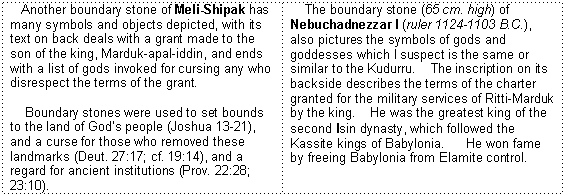 Boundary Stones Descriptions