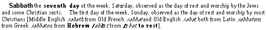 The definition of the Sabbath, the seventh day