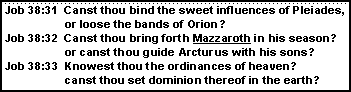 Mazzaroth in the Holy Bible in Job 38:32