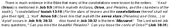 Constellations mentioned in the Bible