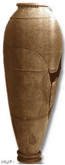 Iry Hor: wine jar from Abydos B)
in Univ. College (16089) after van den Brink
 op. cit. 1996 pl. 31 (Type IVa) digitally colored