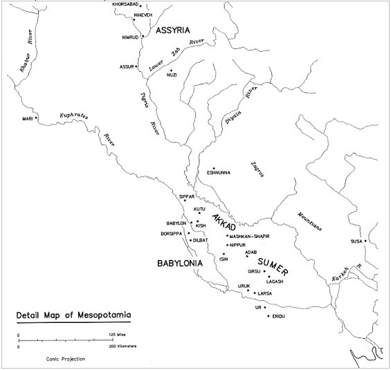 Map of ancient Mesopotamia